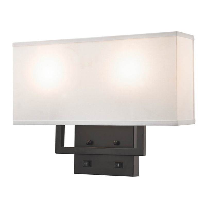 Hampton Inn Hotel Half rettangolare lampada da parete con finituranera opaca, due interruttori a bilanciere su/off in camera d\'albergo