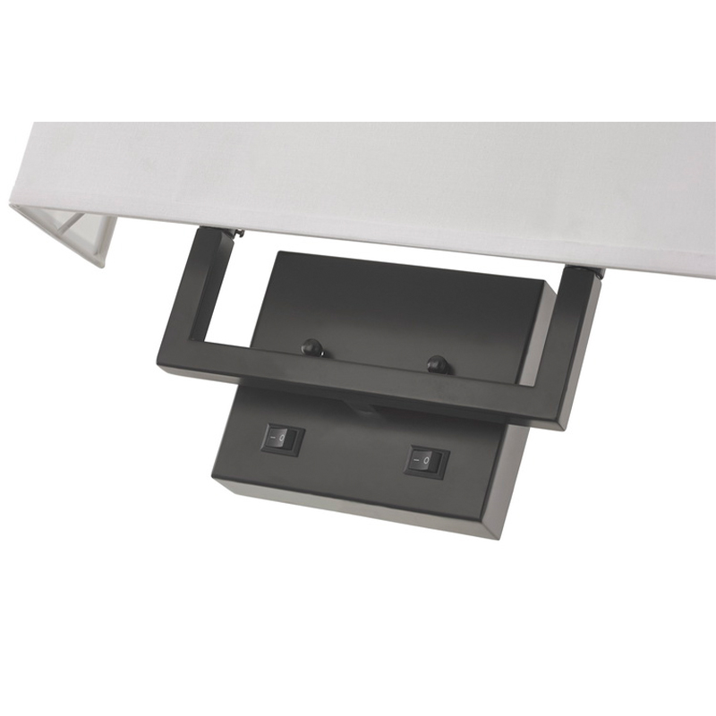 Hampton Inn Hotel Half rettangolare lampada da parete con finituranera opaca, due interruttori a bilanciere su/off in camera d\'albergo