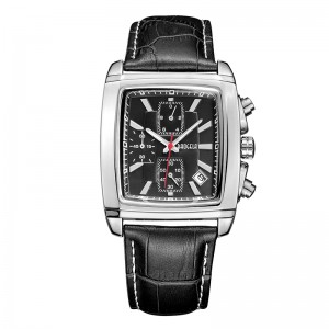 Baogela Rectanglen Dial Dialtra Orologio in pelle per uomini Casual Blue Chronograph Watch Man Owatch da polso Montre Reloj часы мжж 22607