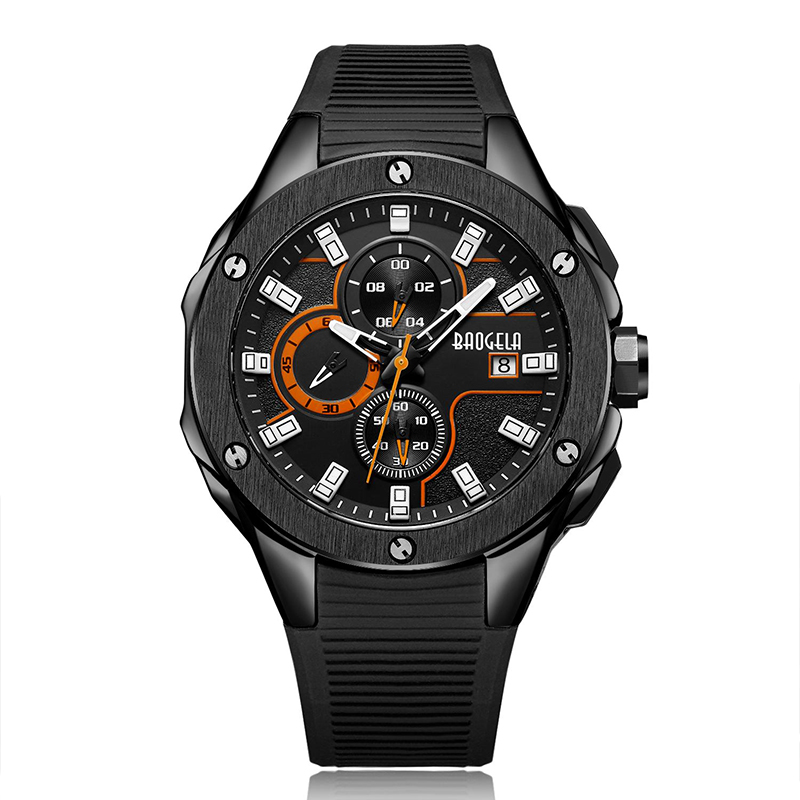 Baogela Luxury Brand Men Silicone Sports Watchs Fashion Army Watch Man Chronograph Quartz Owatch Relogio Masculino Rose 22608