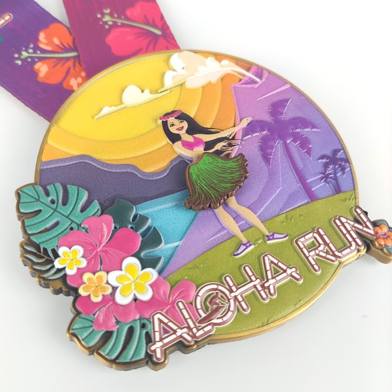 Medaglie di gara personalizzata Classic Aloha Run Medals Maratona stampata in 3D medaglie divertenti medaglie di corsa medaglie