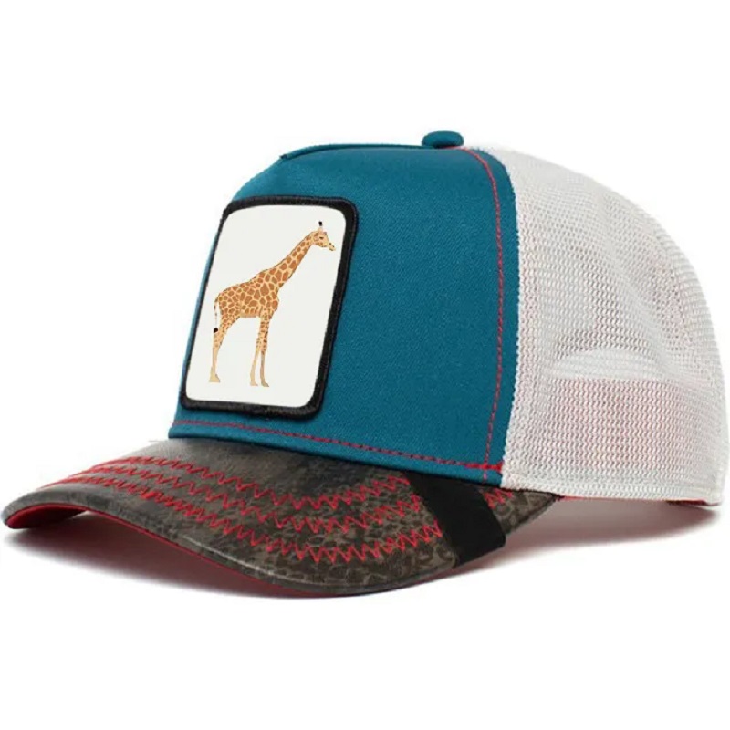 Produttore 5 pannello 100% cappelli da cappuccio per camionista da uomo con patch tessuto per animali personalizzati