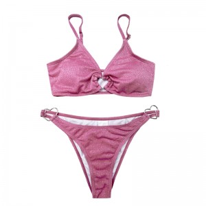 Anello di metallo a due pezzi costumi da bagno a colori solidi