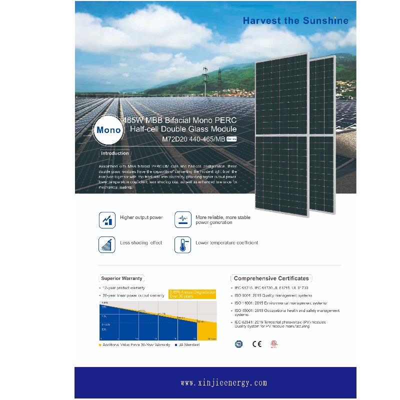 Alta efficienza 465 W Sistema di pannello del modulo solare fotovoltaico