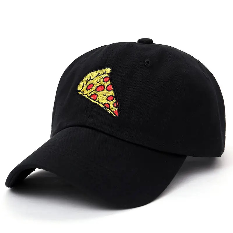 Nuovo Cap Capillino da papà da ricamo per pizza Cappello Cotton Cappello per donne Dimensioni regolabili Cappellino da baseball Cappello da sole sportivo per esterni