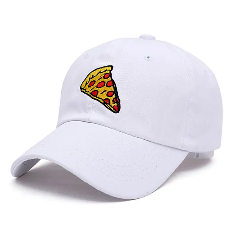 Nuovo Cap Capillino da papà da ricamo per pizza Cappello Cotton Cappello per donne Dimensioni regolabili Cappellino da baseball Cappello da sole sportivo per esterni