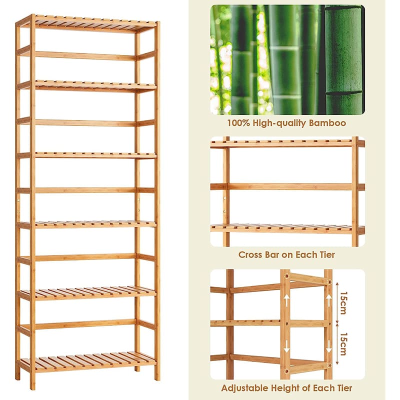 Rack regolabile in bambù a 6 livelli