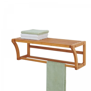 Scaffale di montaggio a parete di bambù con barre da asciugamano