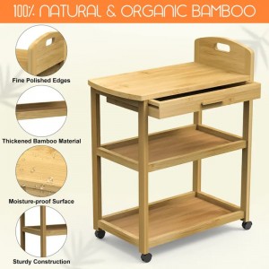 Scaffale aperto per ilnegozio di preparazione alimentare carrelli di auto -stoccaggio di bambù