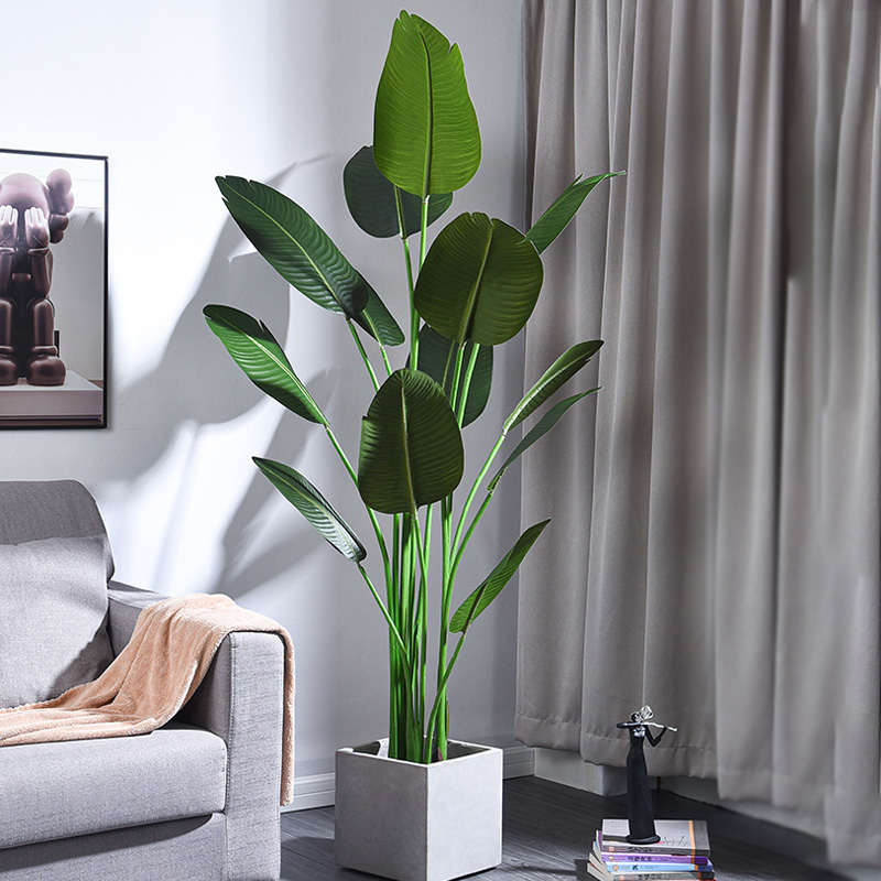 Piante artificiali quasinaturali in vaso di palme banana foglie indoor foglie di pianta verde faxu pianta decorazione domestica bonsai alberi