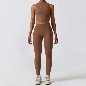 SC1069 pantaloni da yoga gocciolatura elastica leggings set sport set da yoga top e leggings abbigliamento da palestra