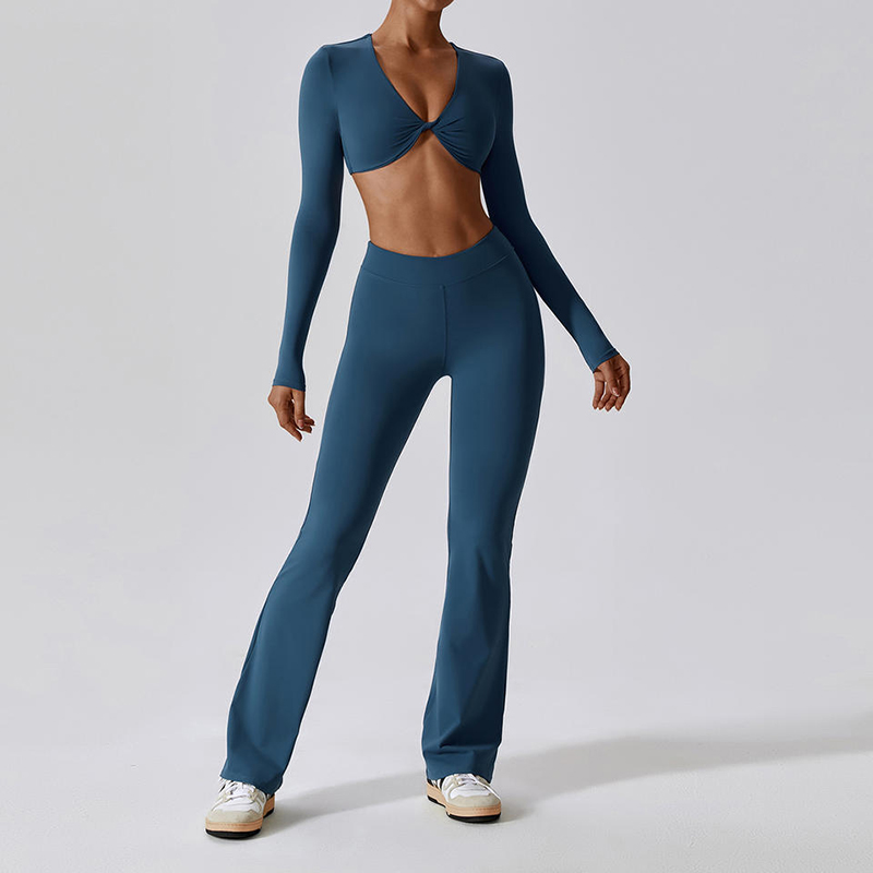 SC1078 Abito da gambe con top per raccolto personalizzato 2 pezzi abbigliamento da palestra fitness yoga abito di pantaloni in fiamme leggeri set di yoga