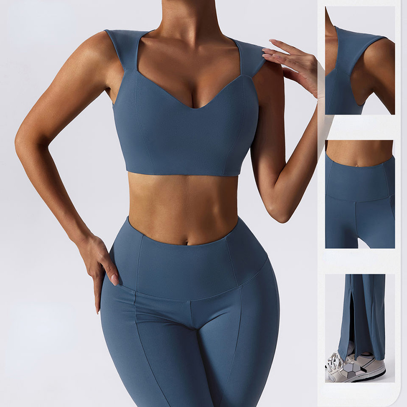 Solido set di yoga Mujer Flare leggings e reggiseno Fitness Workout Set Yoga Set Women Yoga Suit 2 pezzi abbigliamento da palestra