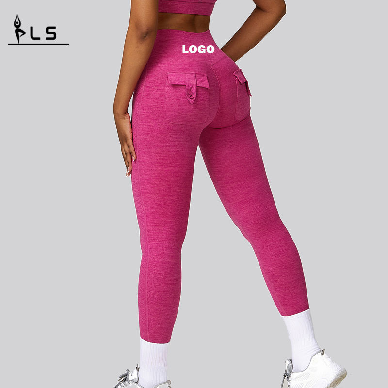 SC1093 Donne allenamenti Leggings High Waist Allenamento scrunch gambings con tasche