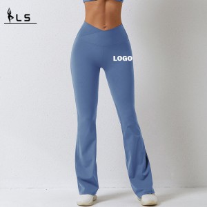SC101011 Allungamento a quattro vie 78% innylon e 22% Spandex Scrive But Flare Leggings Pantaloni da yoga per donne