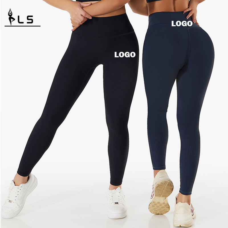 SC101013 LOGO personalizzato senza soluzione di continuità di gambe per i pantaloni da yoga per donne v tagliare i leggings di fitness push up