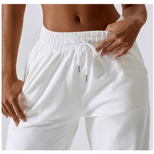 SC10129 Solidi pantaloni della tuta a vita elastica Donne Sports vanti pantaloni sciolti joggers pantaloni a vita alta