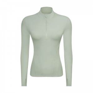 SC10268 Yoga Maniche lunghe Magliette da donna camicia da ginnastica per palestra da palestra Collare Sporting Collar Stizia Sport Sport per donne