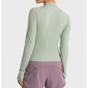 SC10268 Yoga Maniche lunghe Magliette da donna camicia da ginnastica per palestra da palestra Collare Sporting Collar Stizia Sport Sport per donne