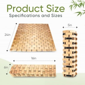 Tappetino da bagno di bambùnaturale, tappetino per doccia in bambùnon slip, tappetino da bagno in legno pieghevole impermeabile per vasca da bagno