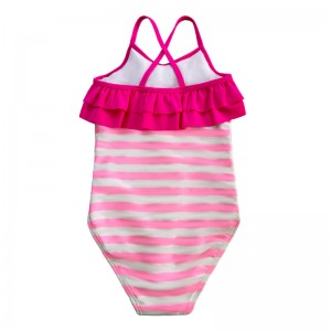 Costume da bagno per bambini con strisce e volant back back