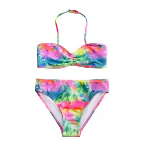 Costume da bagno per bambini con collo e colore gradiente