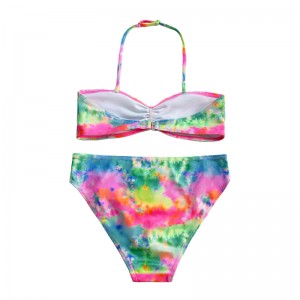 Costume da bagno per bambini con collo e colore gradiente