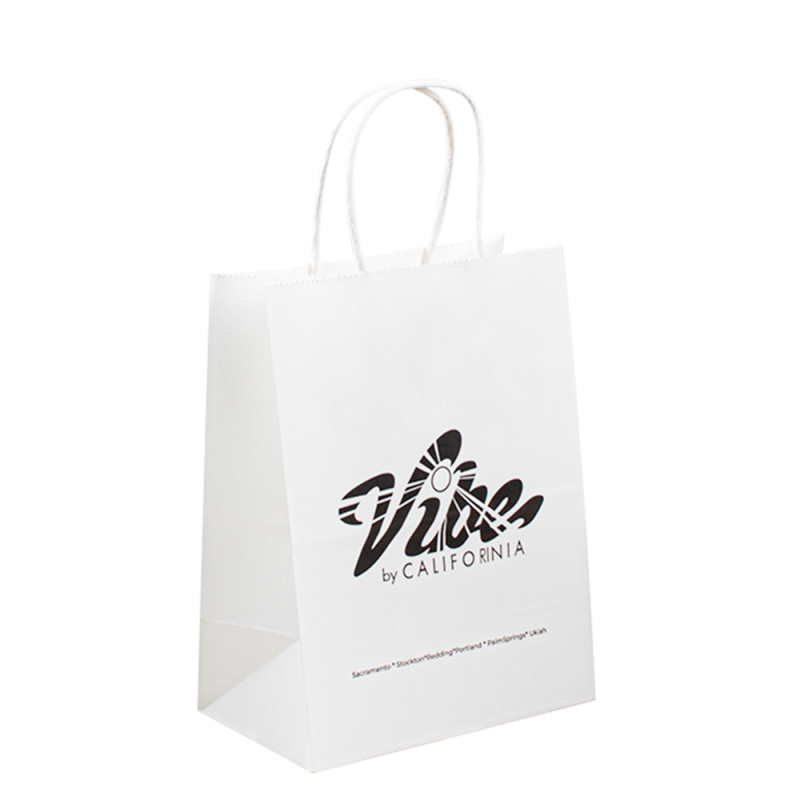 Sacchetto di carta Kraft riciclabile personalizzato con il tuo logo, sacchetto di carta per la spesa personalizzata per cibo con manico