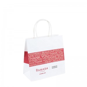 Price di fabbrica Custom Recyclable Kraft White Paper Borse con maniglia di corda con logo Accetta personalizzato