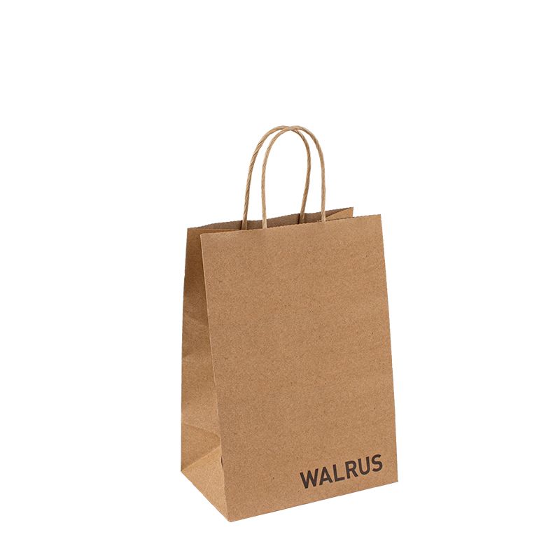 Sacchetto di carta da kraft riciclabile con il proprio sacchetto di carta per la spesa personalizzata per cibo con manico