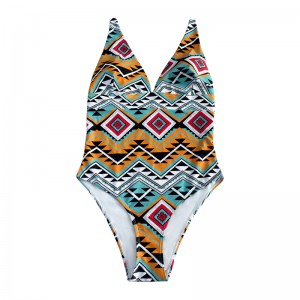 Temperamento di costume da bagno in un pezzo largo in stilenazionale floreale