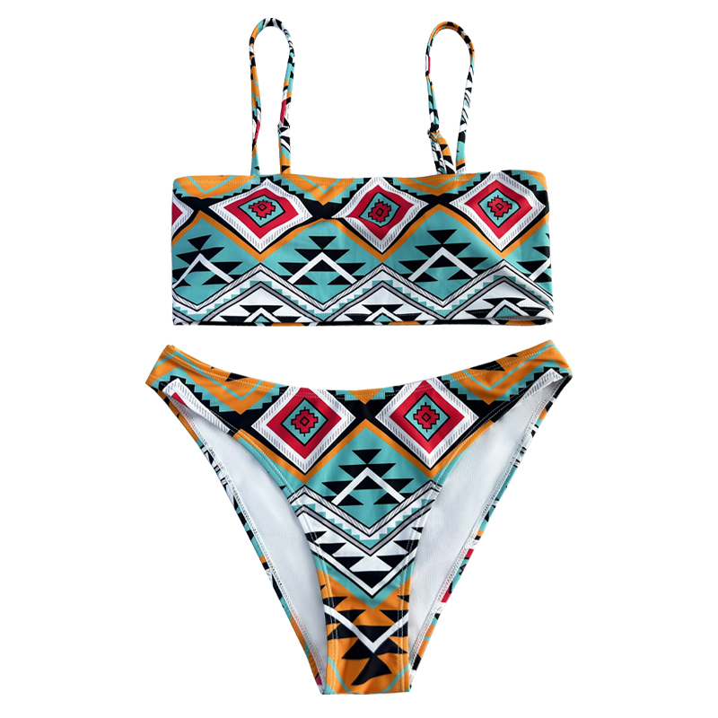 Comfort casual Halter Ethnic in stile etnico stampato costume da bagno a due pezzi