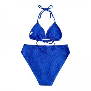 Modello blu Speciale Triangolo Triangolo Coppa Calza Halter Swimsuit diviso