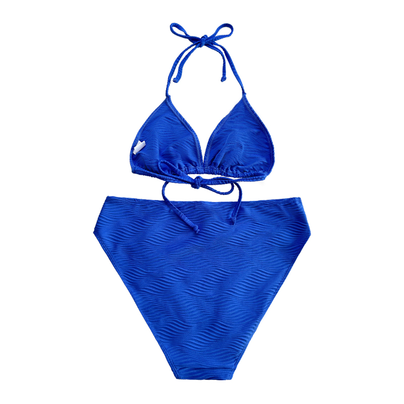 Modello blu Speciale Triangolo Triangolo Coppa Calza Halter Swimsuit diviso