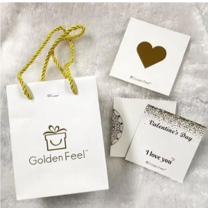 Sagni di spesa riciclati di lusso stampato sacche da regalo connome di lavoro per imballaggi di gioielli con manico
