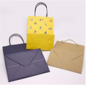 Borsa da imballaggio per carta Kraft Stampato personalizzato Craft Crafts Shopping Biodegradable Paper Borse con manico
