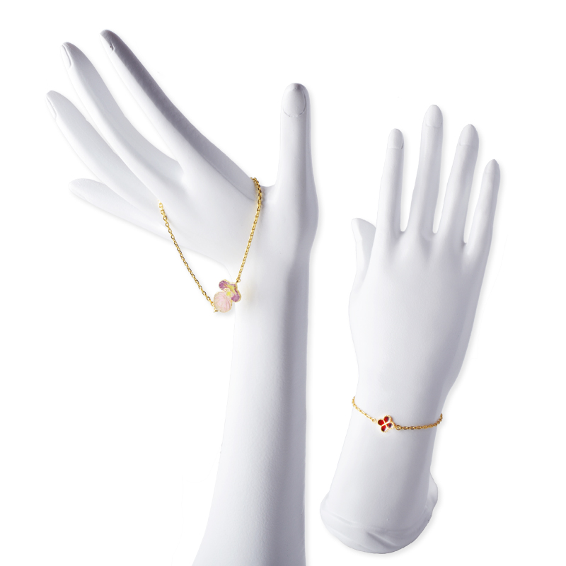 Nuovo 4 fiori di pesca Hollow   A White Shell Peach Blossom Accessori Bracciale