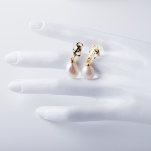 2x14 mm con orecchini a bobina placcata in oro perle 6,4*7,2 mm