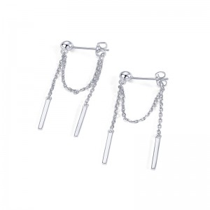 Hongde Orecchini a catena pendenti in argento sterling 925 placcati oro 18 carati Orecchini con perline per orecchie con zirconi cubici