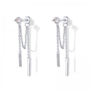 Hongde Orecchini a catena pendenti in argento sterling 925 placcati oro 18 carati Orecchini con perline per orecchie con zirconi cubici