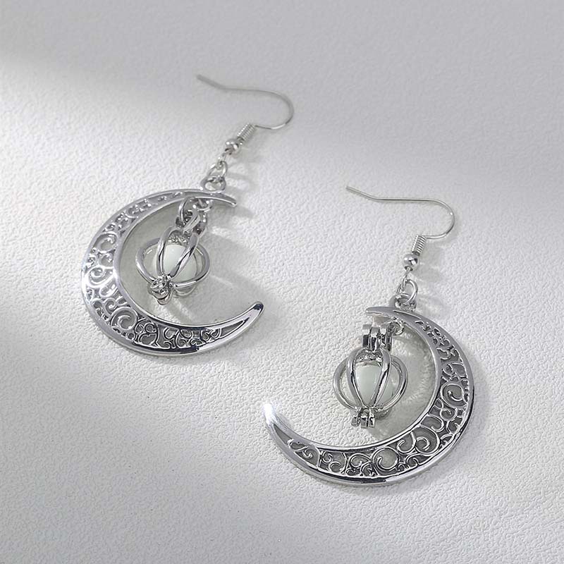 Orecchini Hongde Glow in The Dark Silver Crescent Moon