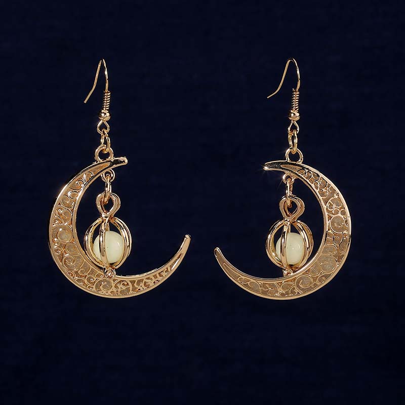 Orecchini Hongde Glow in The Dark Silver Crescent Moon