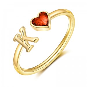 Anelli iniziali Hongde per donna Anelli con pietra portafortuna placcati in oro 14K, misura regolabile5-10