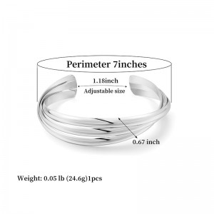 Hongde Classico semplice multi-strato d\'argento-bracciale aperto placcato oro