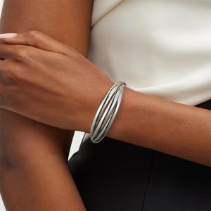 Hongde Classico semplice multi-strato d\'argento-bracciale aperto placcato oro