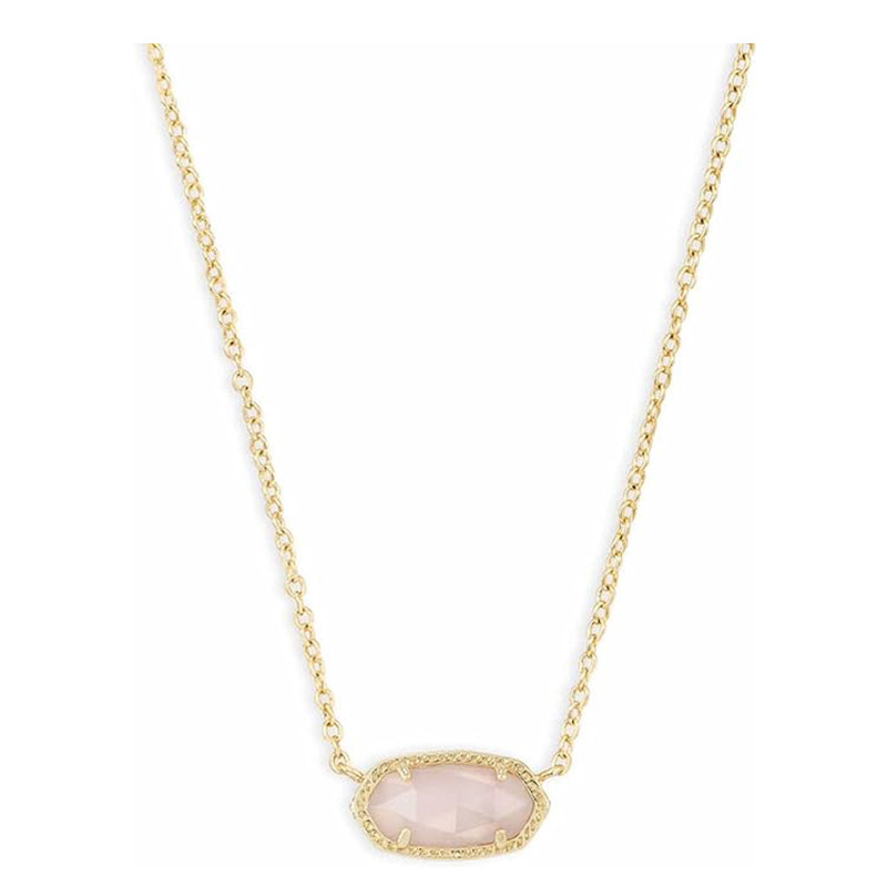 Collana minimalista con ciondolo rosa in oro rosa Collana con ciondolo per donna, gioielli di moda, oro 14k-Placcato