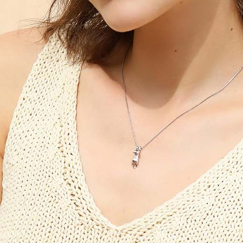 Collana con ciondolo a forma di gatto in argento, foglia a forma di gatto, in argento sterling, per donna, gioielli per gatti da donna, accessori per gatti per donne, mamma amante dei gatti, regali a tema, simpatici gioielli in argento con gattino, regali di compleanno per le donne.