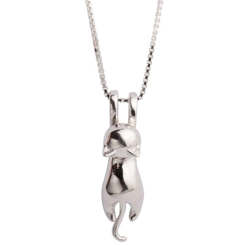 Collana con ciondolo a forma di gatto in argento, foglia a forma di gatto, in argento sterling, per donna, gioielli per gatti da donna, accessori per gatti per donne, mamma amante dei gatti, regali a tema, simpatici gioielli in argento con gattino, regali di compleanno per le donne.