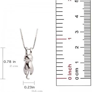 Collana con ciondolo a forma di gatto in argento, foglia a forma di gatto, in argento sterling, per donna, gioielli per gatti da donna, accessori per gatti per donne, mamma amante dei gatti, regali a tema, simpatici gioielli in argento c...