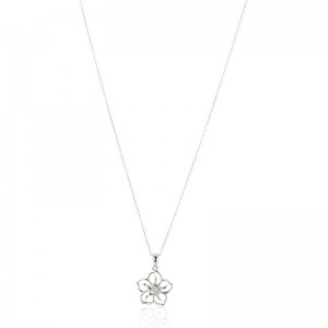 Delicata collana con ciondolo floreale Collana con ciondolo fiore con pietra preziosa genuina o creata con catena in argento sterling, 18